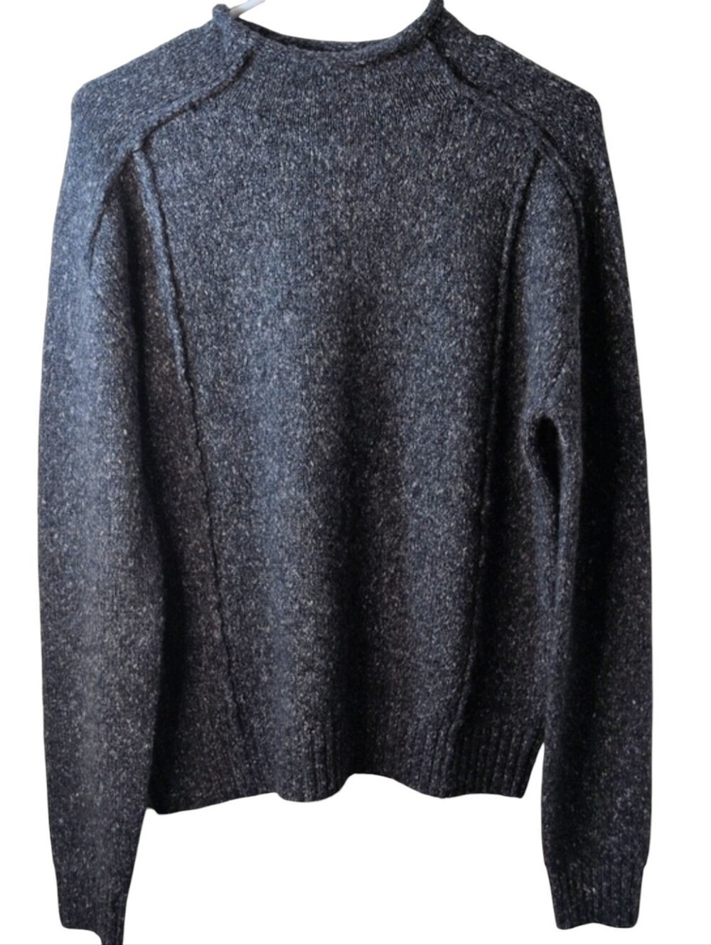 Men's Crewneck Poly/Wool/Nylon/Cotton Blend Sweater - Navy Blue Marbled, Size Sm